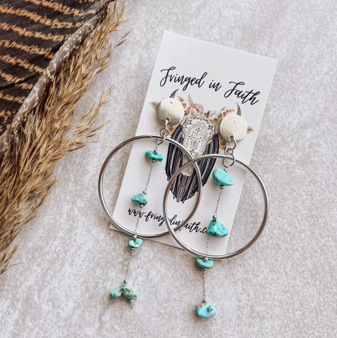 Hoop Chain Earrings | Turquoise