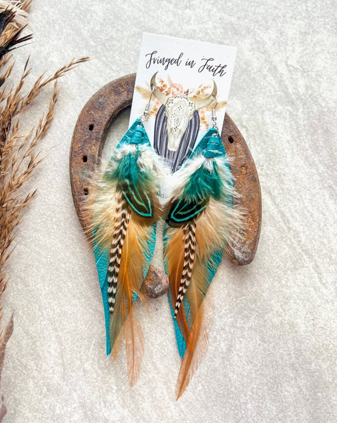 6" Kalispell Feather Earrings | Teal