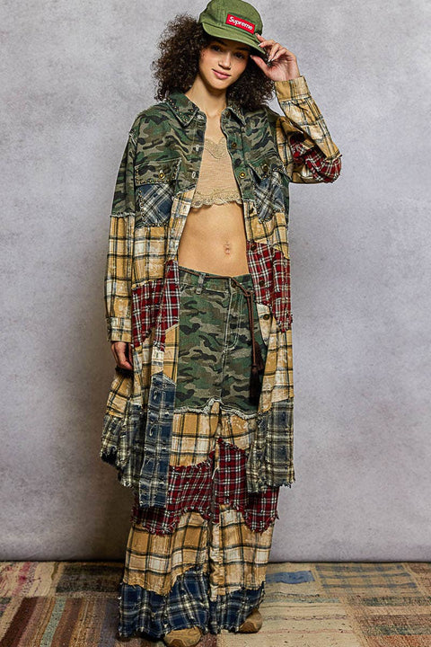 Camo Patchwork Duster Jacket