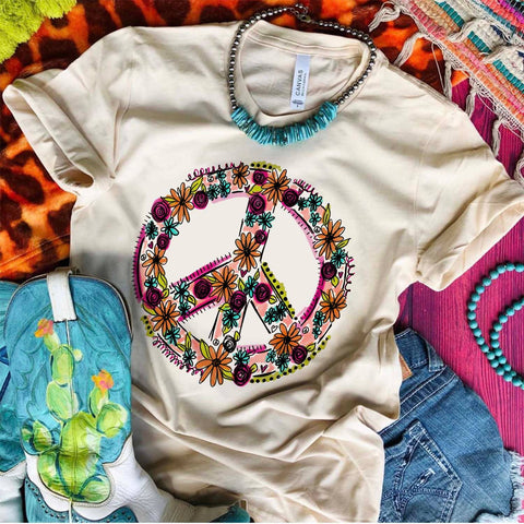 Tee | Peace Sign with Flowers