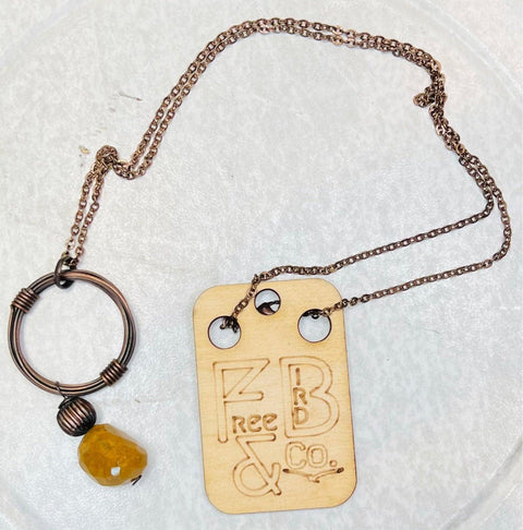 Banjara Antiqued Ring Necklace with Camel Jasper Stone - DIRT ROAD GYPSI