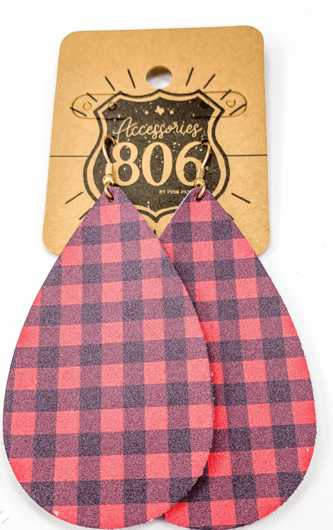 Buffalo Plaid Dangle Earrings - DIRT ROAD GYPSI