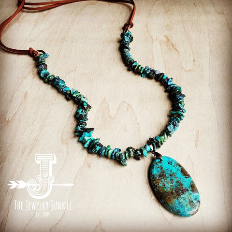 Natural Turquoise Chunky Necklace with Large Natural Pendant