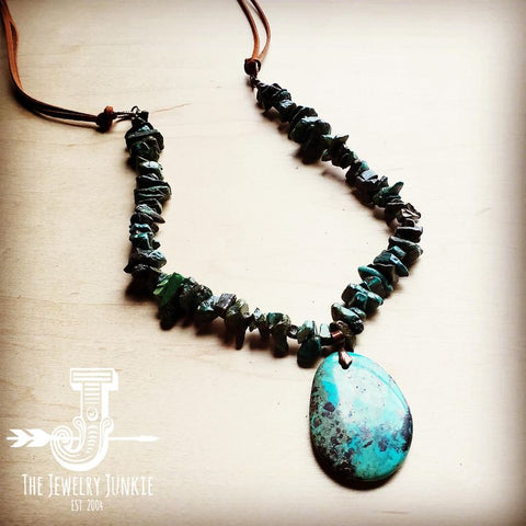Natural Turquoise Chunky Necklace with Large Natural Pendant